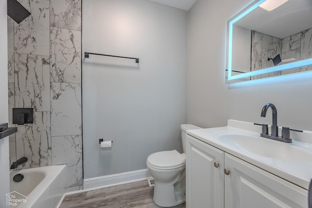 1594 Cornell Cir, Hoffman Estates, IL 60169 - full bathroom with vanity, wood finished floors, and tub / shower combination