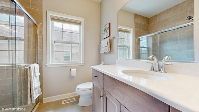 1517 128th St, Lemont, IL 60439 - full bathroom with tile patterned flooring, vanity, and a tile shower