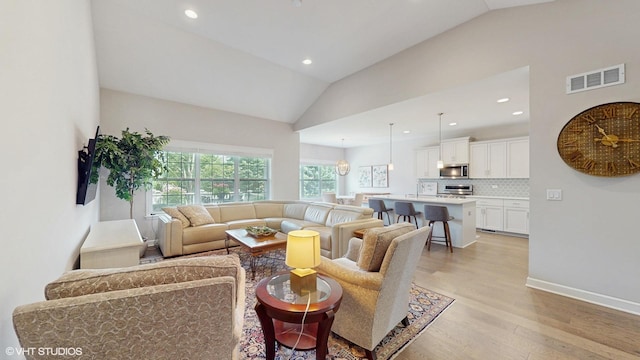 1517 128th St, Lemont, IL 60439 - living area with light wood-type flooring, recessed lighting, and high vaulted ceiling