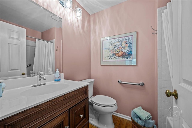 42W285 Retreat Ct Unit 2, Saint Charles, IL 60175 - full bathroom featuring vanity, a shower with curtain, and wood finished floors