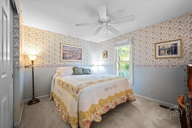 42W285 Retreat Ct Unit 2, Saint Charles, IL 60175 - bedroom with wallpapered walls, carpet, and ceiling fan
