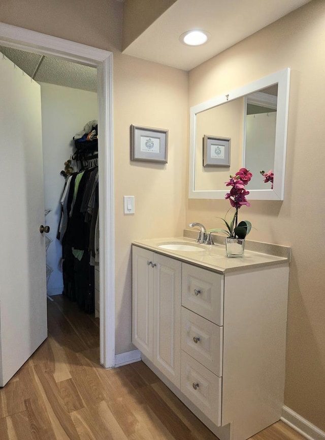 9386 Landings Ln Unit 306, Des Plaines, IL 60016 - bathroom with vanity, wood finished floors, and a spacious closet