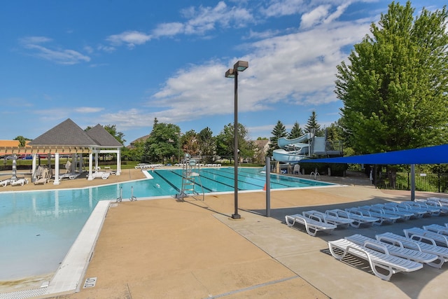 2845 Kendridge Ln, Aurora, IL 60502 - community pool with a water slide and a patio area