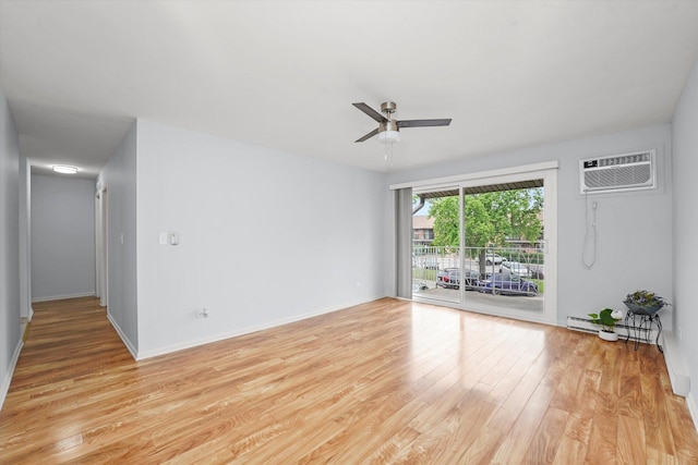 860 E Old Willow Rd Unit 228, Prospect Heights, IL 60070 - unfurnished room with light wood-style flooring, a ceiling fan, and a wall mounted AC