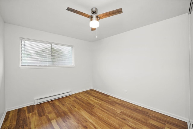 860 E Old Willow Rd Unit 228, Prospect Heights, IL 60070 - spare room featuring a baseboard radiator, ceiling fan, and wood finished floors