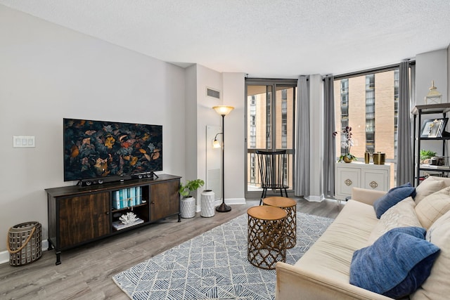 222 N Columbus Dr Unit 2204, Chicago, IL 60601 - living room featuring wood finished floors and a textured ceiling