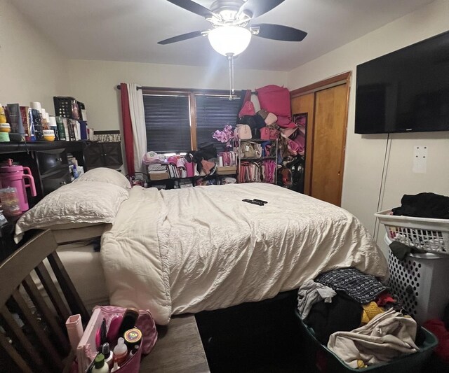 7809 S Christiana Ave, Chicago, IL 60652 - bedroom featuring a closet, ceiling fan, and wood finished floors