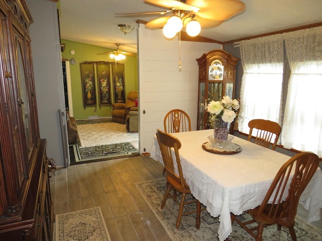 510 7th St, Mazon, IL 60444 - dining area featuring a ceiling fan, healthy amount of natural light, dark wood-style flooring, and ornamental molding