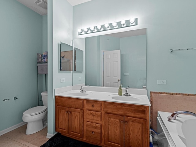 6079 Delaney Dr, Hoffman Estates, IL 60192 - bathroom featuring tile patterned floors, a garden tub, and double vanity