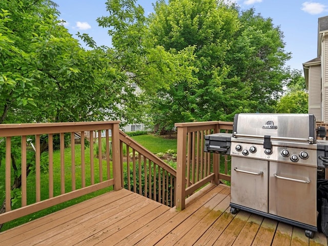 6079 Delaney Dr, Hoffman Estates, IL 60192 - wooden deck featuring area for grilling and a lawn