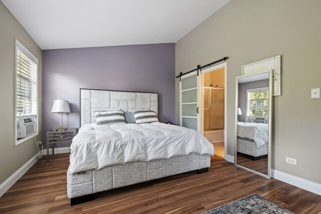 17456 Sauk Dr, Lockport, IL 60441 - bedroom with wood finished floors, a barn door, and cooling unit