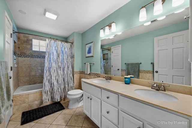 1425 N River Rd, Mchenry, IL 60051 - full bathroom featuring tile patterned flooring, tiled shower / bath, and double vanity