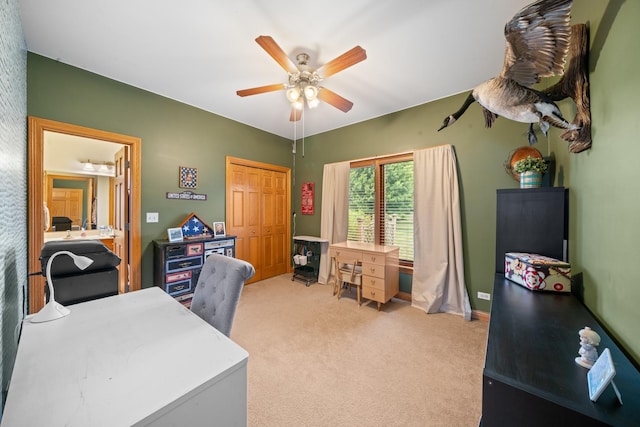990 Fox Trail Ln, Somonauk, IL 60552 - office space with ceiling fan and light colored carpet