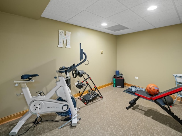 990 Fox Trail Ln, Somonauk, IL 60552 - workout area with a paneled ceiling and recessed lighting