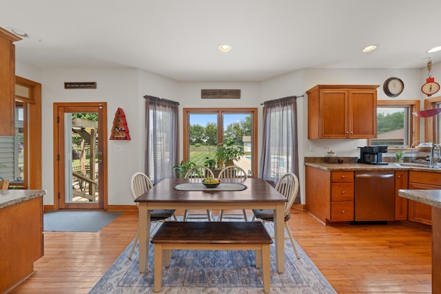 990 Fox Trail Ln, Somonauk, IL 60552 - dining room with light wood-style flooring, plenty of natural light, and recessed lighting