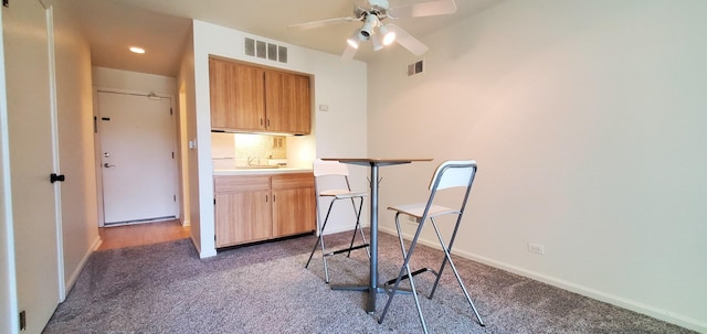 5100 Carriageway Dr Unit 305-2, Rolling Meadows, IL 60008 - office area featuring dark carpet, ceiling fan, and recessed lighting