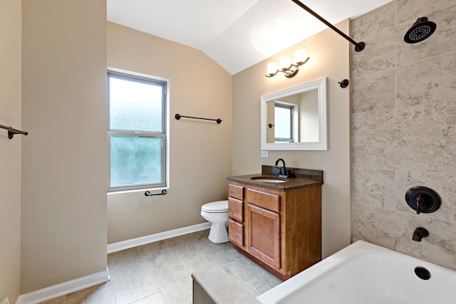 3304 W 160th St, Markham, IL 60428 - bathroom featuring lofted ceiling, vanity, and shower / washtub combination