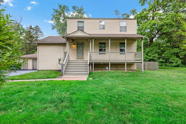 3304 W 160th St, Markham, IL 60428 - view of front facade with a porch, a front yard, a garage, and stairs