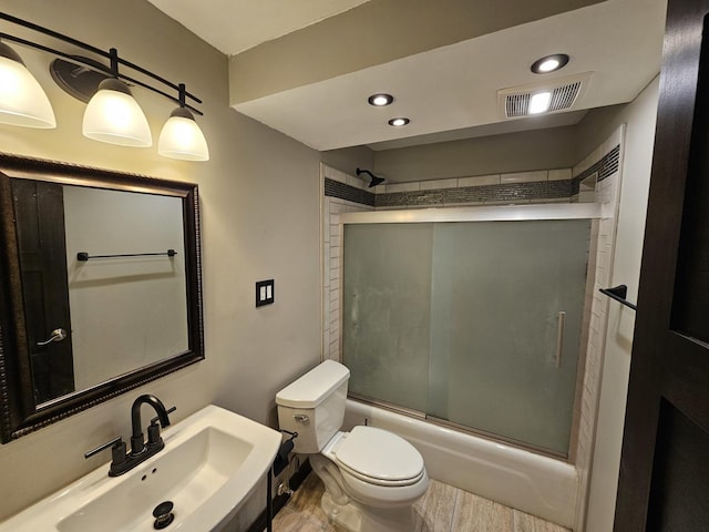 520 Burning Tree Ln Unit 111, Naperville, IL 60563 - full bathroom with enclosed tub / shower combo, recessed lighting, and vanity