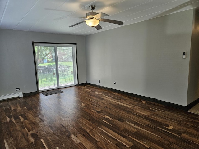 520 Burning Tree Ln Unit 111, Naperville, IL 60563 - spare room featuring dark wood finished floors, a baseboard radiator, and ceiling fan