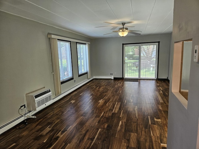 520 Burning Tree Ln Unit 111, Naperville, IL 60563 - unfurnished living room featuring dark wood-type flooring and ceiling fan