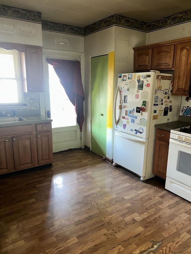 3612 E Ave, Berwyn, IL 60402 - kitchen with white appliances and dark wood finished floors