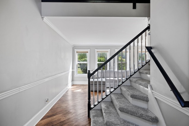 18788 S Burnside Station Dr, Mokena, IL 60448 - staircase featuring crown molding and wood finished floors