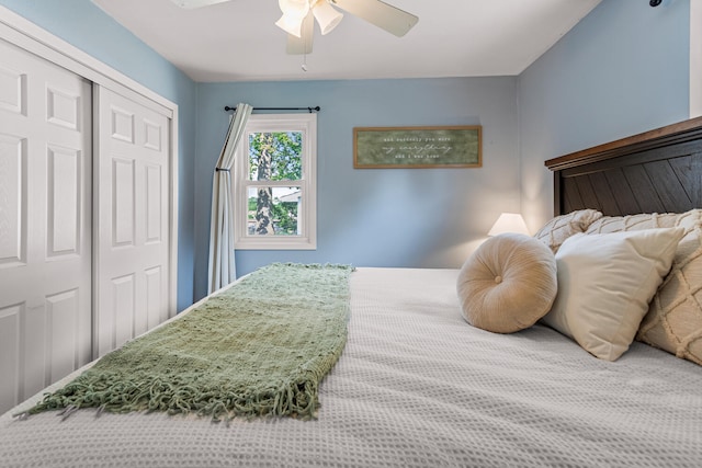 405 N Vorcey St, Tolono, IL 61880 - bedroom with a closet and a ceiling fan