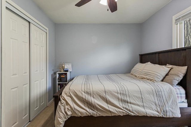 405 N Vorcey St, Tolono, IL 61880 - bedroom with carpet, a ceiling fan, and a closet
