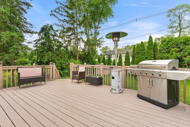 2250 Corona Rd, Waukegan, IL 60087 - wooden deck with grilling area and view of wooded area