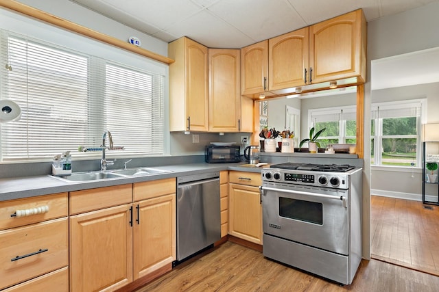 2250 Corona Rd, Waukegan, IL 60087 - kitchen featuring appliances with stainless steel finishes, light brown cabinetry, and light wood-style flooring