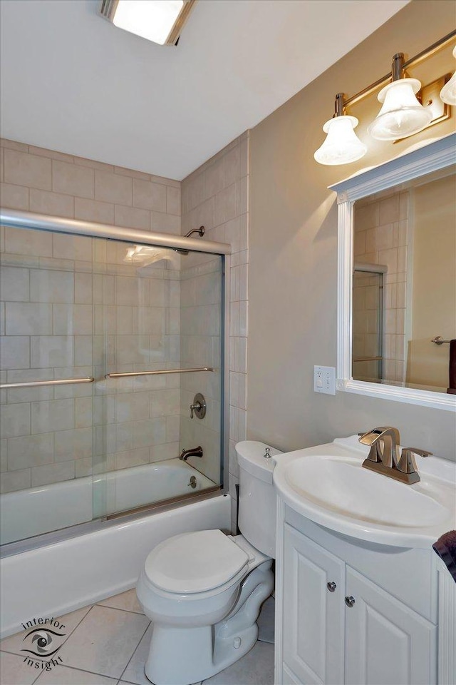 352 Rye Rd, Mundelein, IL 60060 - full bathroom with vanity, bath / shower combo with glass door, and tile patterned floors