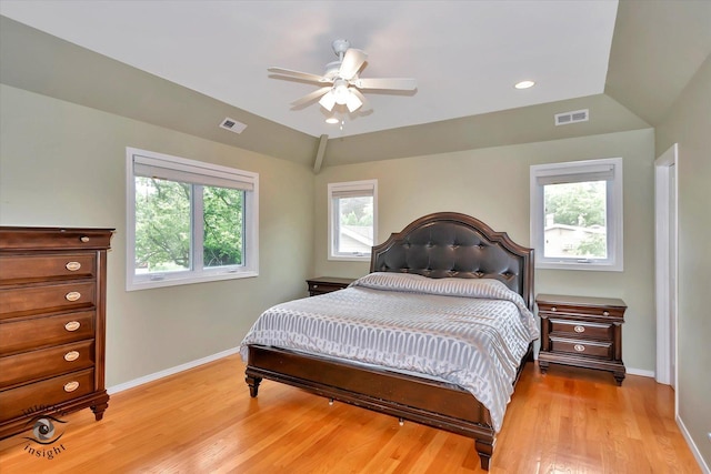 352 Rye Rd, Mundelein, IL 60060 - bedroom with light wood finished floors, vaulted ceiling, and ceiling fan