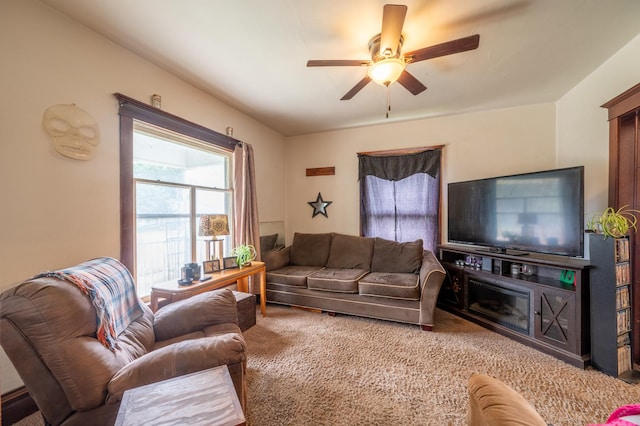 415 S Franklin Ave, Polo, IL 61064 - living room featuring ceiling fan and carpet flooring