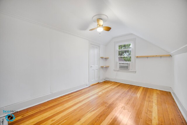 1659 N Francisco Ave, Chicago, IL 60647 - additional living space featuring hardwood / wood-style flooring, lofted ceiling, a ceiling fan, and cooling unit