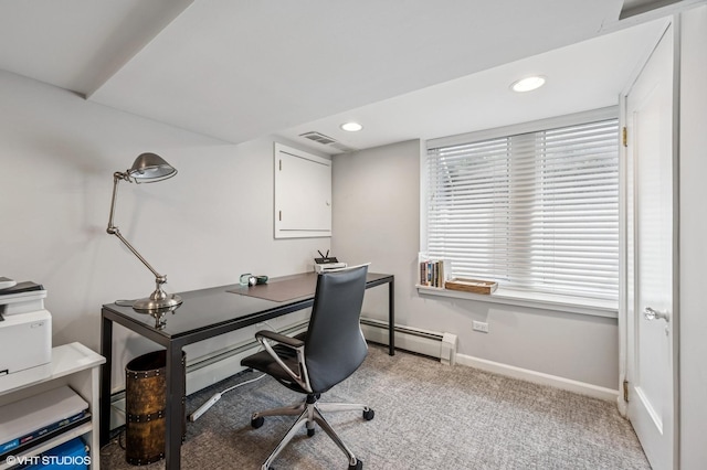 938 Edgemere Ct, Evanston, IL 60202 - office space with light carpet, recessed lighting, and baseboard heating