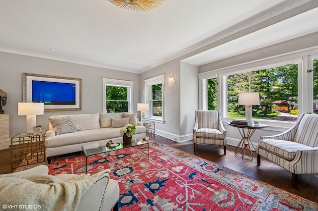 938 Edgemere Ct, Evanston, IL 60202 - living area with healthy amount of natural light, hardwood / wood-style flooring, and crown molding