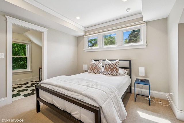 938 Edgemere Ct, Evanston, IL 60202 - bedroom with light carpet, recessed lighting, and crown molding
