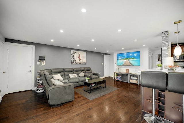 9819 Nottingham Ave Unit 106, Chicago Ridge, IL 60415 - living room featuring recessed lighting and dark wood finished floors