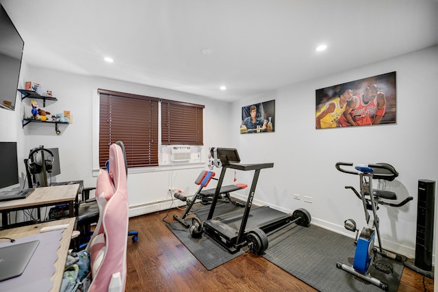 9819 Nottingham Ave Unit 106, Chicago Ridge, IL 60415 - exercise area featuring recessed lighting, cooling unit, and dark wood-style floors