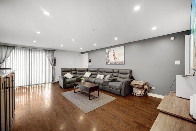 9819 Nottingham Ave Unit 106, Chicago Ridge, IL 60415 - living area featuring dark wood finished floors and recessed lighting