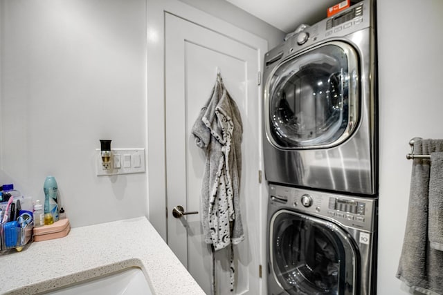 9819 Nottingham Ave Unit 106, Chicago Ridge, IL 60415 - laundry area with estacked washer and dryer