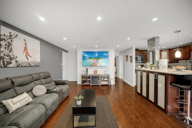 9819 Nottingham Ave Unit 106, Chicago Ridge, IL 60415 - living area with recessed lighting and dark wood-style flooring
