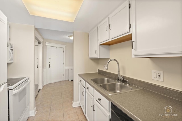 1 Renaissance Pl Unit 1121, Palatine, IL 60067 - kitchen with white appliances, white cabinetry, light tile patterned flooring, and dark countertops