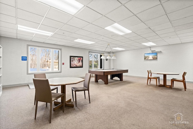 1 Renaissance Pl Unit 1121, Palatine, IL 60067 - recreation room with carpet flooring, a paneled ceiling, and billiards