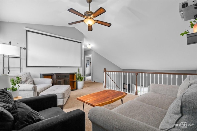 1005 Georgian Pl Unit 1005, Bartlett, IL 60103 - home theater featuring ceiling fan, carpet flooring, and vaulted ceiling