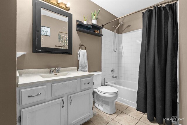 1005 Georgian Pl Unit 1005, Bartlett, IL 60103 - bathroom featuring vanity, shower / bath combo, and tile patterned flooring