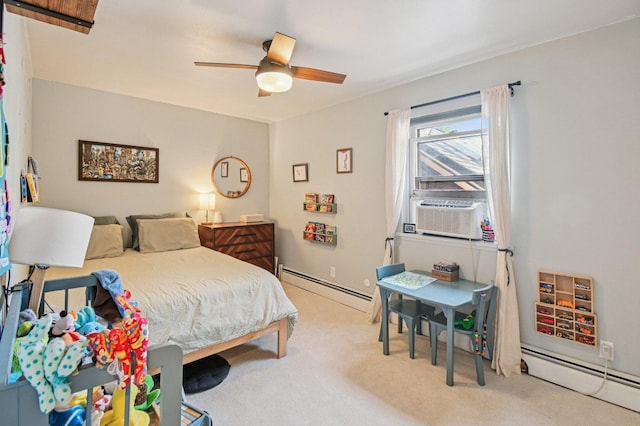1873 N Fremont St Unit 3Fw, Chicago, IL 60614 - carpeted bedroom with baseboard heating, cooling unit, and a ceiling fan