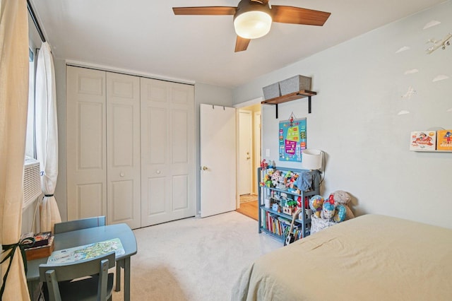 1873 N Fremont St Unit 3Fw, Chicago, IL 60614 - bedroom featuring light colored carpet, a closet, and ceiling fan