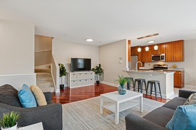 926 Bromley Pl, Northbrook, IL 60062 - living area featuring wood finished floors and stairs